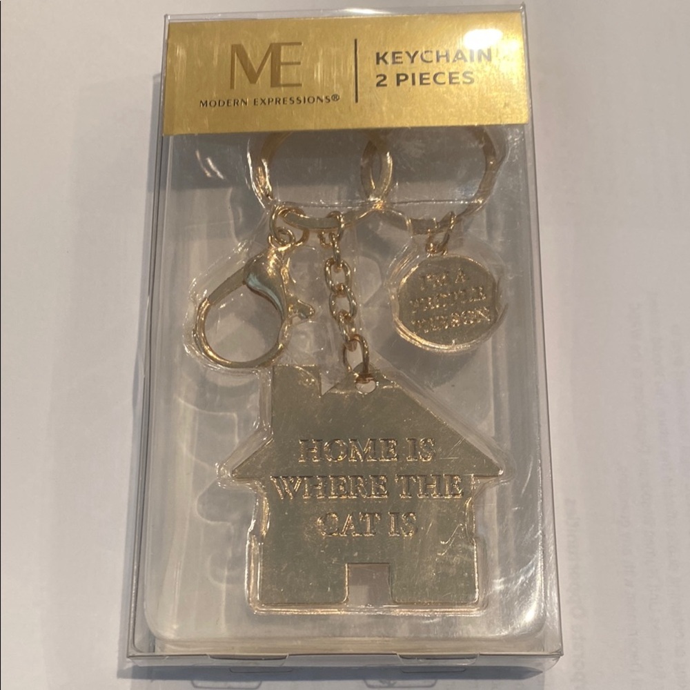 Modern Expressions Gold CAT Keychain Set